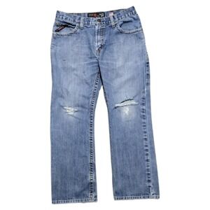 Ariat FR M4 Relaxed Boot Cut Jeans Distressed Denim Men's 34x30 CAT2